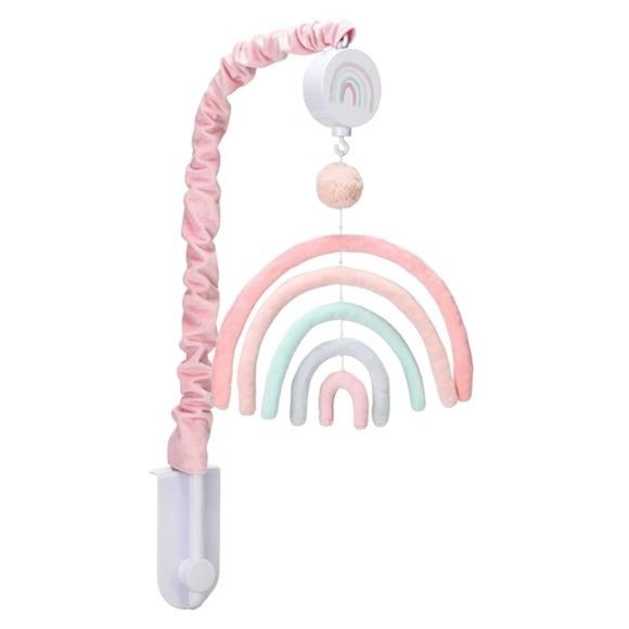 Lambs & Ivy Watercolor Pastel Rainbow/Pom Pom Musical Baby Nursery Crib Mobile - Picture 1 of 6